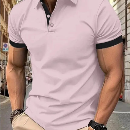 Men's Summer Fashion Simple Stripe Printed Comfortable Breathable Polo Shirt Outdoor Urban Casual Top
