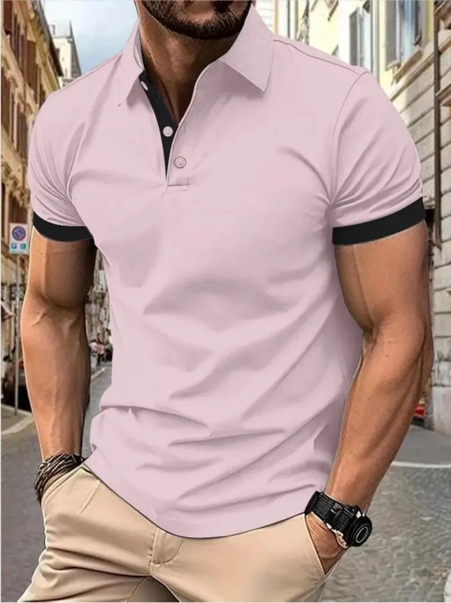 Men's Summer Fashion Simple Stripe Printed Comfortable Breathable Polo Shirt Outdoor Urban Casual Top