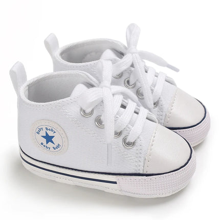 Baby Canvas Classic Sports Sneakers Newborn Baby Boys Girls Print Star First Walkers Shoes Infant Toddler Anti-slip Baby Shoes