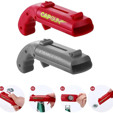 Portable Cap Gun Bottle Opener Launcher Shooter Funny Shooting Gun Creative Beverage Bottle Opener Suitable for Party Games
