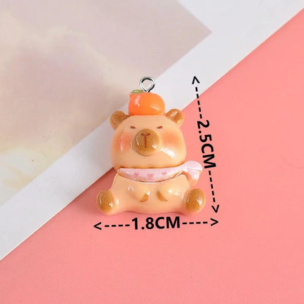 10pcs Cute Small Bear Charms Kapibala Resin Pendant For Jewelry Making Accessories DIY Earrings Necklace Keychain