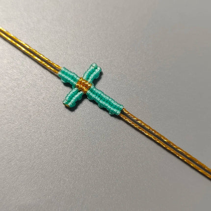 Hand-Woven Macrame Cross Bracelet Adjustable Bohemian Style Jewelry for Women Girls