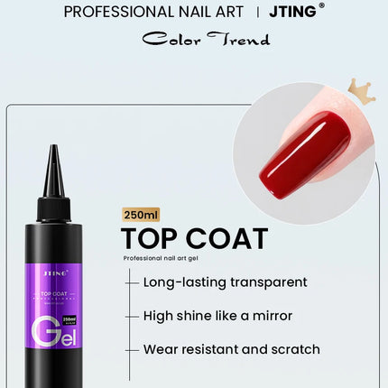 Jting 1pc 250g Top Coat Professional Nail Art Top Coat Long-lasting Anti-Stain Functional Gel Polish