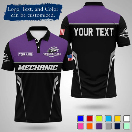 Mens Customizable Mechanic Work Polo Shirts Personalized Text And Logo Short Sleeve Tops 2026 Summer Breathable Sports POLO Tops