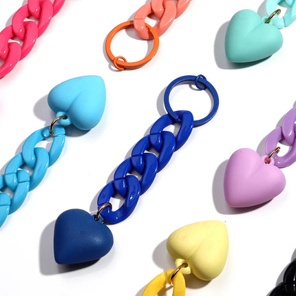 Handmade Heart Keychain Acrylic Plastic Link Chain Key Ring For Women Handbag Pendant Accessorie Car Keys Jewelry Gifts