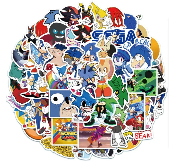 50/100Pcs Anime Sonic Game Stickers DIY Motorcycle Travel Luggage Guitar Skateboard Cool Cartoon Decal Sticker Kids Toy Gift