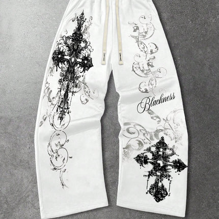 2026 Trendy New Y2K Gothic Thorn Printed Pants Men's and Women's Running Pants Retro Rock Straight Pants Fashion Street Casual