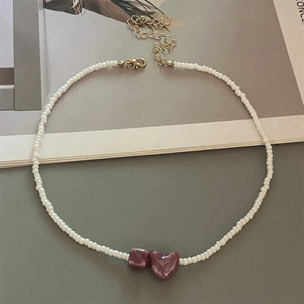 New Fashion Candy Color Choker Necklace for Women Girl Love Heart Square Geometric Short Necklace Seed Bead Neck Jewelry 2026