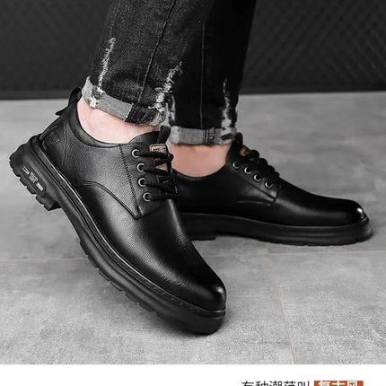 Men's Casual Leather Shoes Designer Trendy All-match Platform Shoes  Men's Business Breathable Leather Shoes shoe