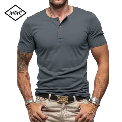 Mens Long Sleeve Henley V-neck Lightweight Short sleeves Casual Cotton Slim Fit Basic Loose Fitness Sports Breathable Tops