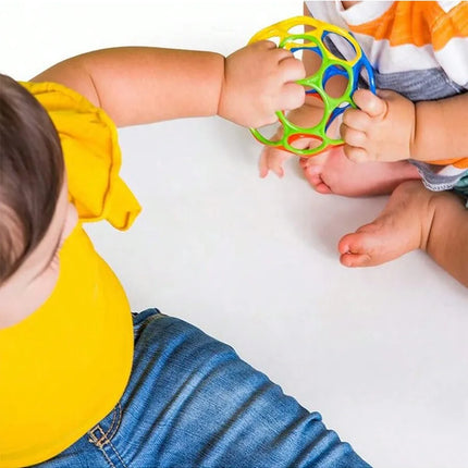 6-in-1 BPA-Free Baby Sensory Rattle Ball - Soft Textured Grasping Toy with Gentle Sound & Spin Rings | Montessori Learning Toy f