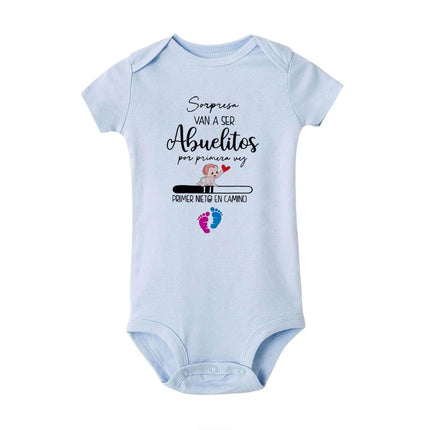 Surprise Their First Grandchild Is on The Way.print Baby Jumpsuit Baby Announcement Newborn Bodysuit Infant Short Sleeve Outfit