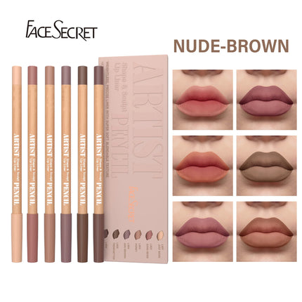 Face Secret Artist Shape Sculpt Lip Liner Pencil Set, Weightless Precise Liner with Super Soft Blendable Texture Matte Soft