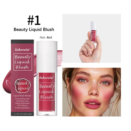 Beauty Liquid Blush Lipstick Blush Eyes Cheek Blusher Waterproof Mositure Face Contour Shadow Liquid Lip Gloss Plump Makeup