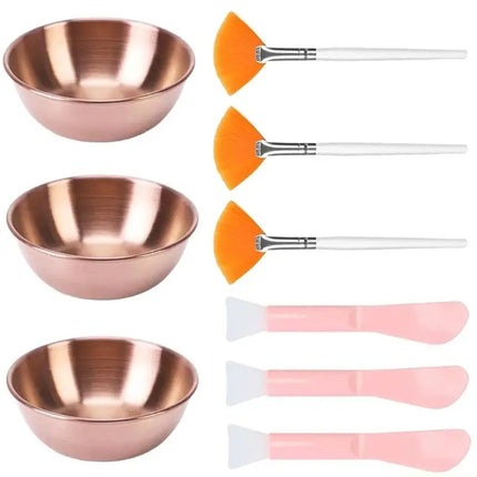 D0AB Pack of 9 Complete Face Mask Mixing Bowl and Tool Set for Handmade Skincare