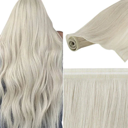 Moresoo Flat Silk Weft Extensions 100% Virgin Human Hair 10A Grade Double Drawn Sew In Weft Flat Track Weaves Natural Straight