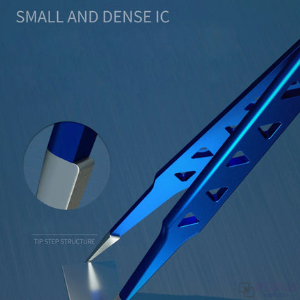 Mechanic 160mm High Precision Non-Magnetic Stainless Steel Tweezers 0.25mm Thin Tip of 0.008mm Flying Line for Industrial Repair