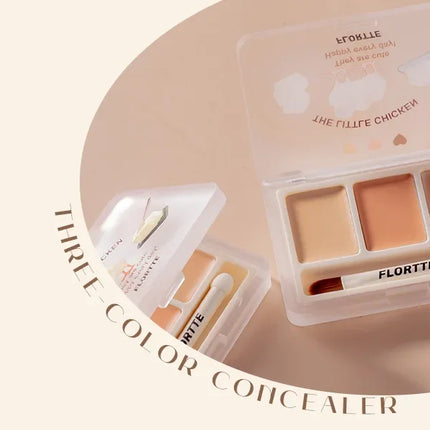 FLORTTE 3 Colors Cute Animal Series Concealer Palette Cove Concealer Cream Brighten Lasting Moisturizing Beauty