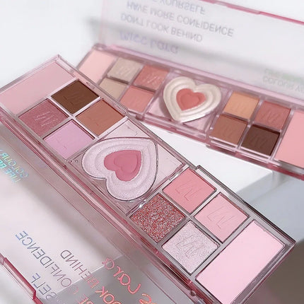 12 Colors Love Heart Eyeshadow Palette Nude Natural Glitter Pink Low Saturation Eye Shadows Pallet Delicate Eye Makeup Cosmetic