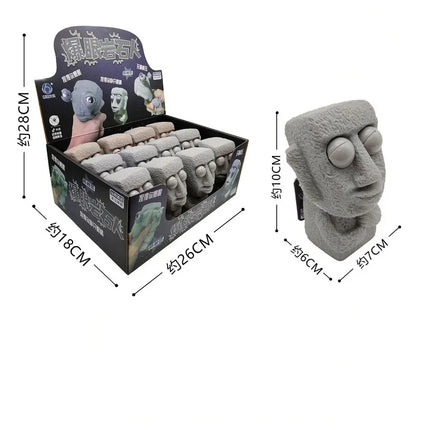 Creative Squeeze Stone Man Stress Toy Soft Rebound Moai Statue Funny Eyes Expression Relaxing Gift for Children Adults