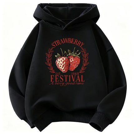 Strawberry Design Printed Hoodies Children's Sweatshirt Cute Hoody for Boys Girls Long Sleeve Casual Clothes