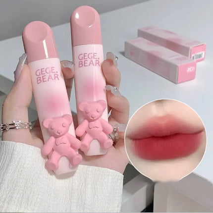 6 Color Girl's Velvet Matte Lipstick Blush Waterproof Long Lasting Cute Bear Lipgloss Non-Stick Cup Makeup Lip Tint Mud Cosmetic