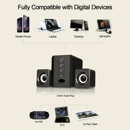 XIKCU Universal Full Range 3D PC Speaker Box Sound Bar Stereo Subwoofer Bass DJ Music Computer Speakers USB for Laptop Phone TV