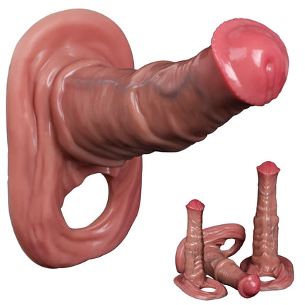 Realistic orse Penis Sleeve with Soft Cock Ring Stretchy Extender Condom Ejaculation Delay Cock Sleeve Adult Sex Toys for Men