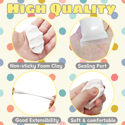 50 packs, white clay creative air-dried ultra-light clay, soil clay, toy clay for space, DIY modeling kit with tool tutorial gif