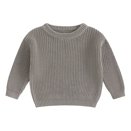 Autumn Winter Newborn Baby Girl Boy Knitted Long Sleeve Sweater Solid Loose Pullover Casual Tops Children Sweater Kids Clothes