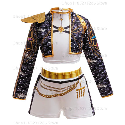 Girls Party Carnival Idol Roleplay Suit Fashion shorts+top+jacket three-piece set 2026 Spring Birthday Party Costume Kids