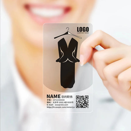 20-500PCS Custom Transparent PVC Business Card Colorful Printing Personalized LOGO Text Thank You Card Free DESIGN 0.38mm