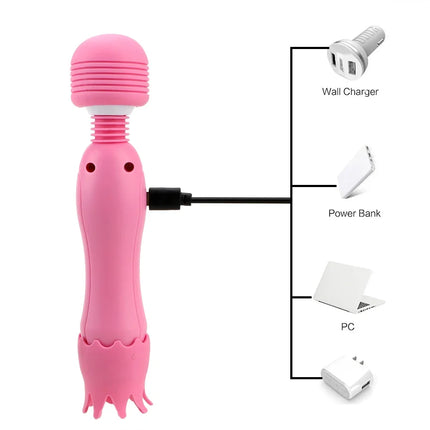 2 in 1 Magic Wand Licking Vibrators For Women Clitoris Sucker Nipple Licks Vaginal Anal Plug Female Masturbator Sex Toys Adults