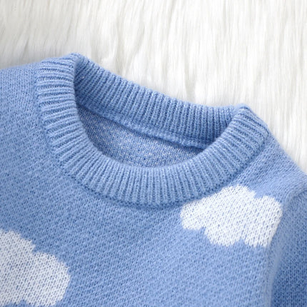 Baby Boy Girl Sweaters Knit Spring Autumn Winter Crew Neck Long Sleeve Newborn Netural Blue Knitwear Tops Children Costumes 1-3Y