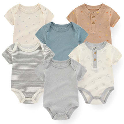 Unisex Cotton Newborn Baby Boy Clothes 3 Pieces Summer 0-12M Cartoon Baby Girl Clothes Print Bodysuits Short Sleeve Bebes