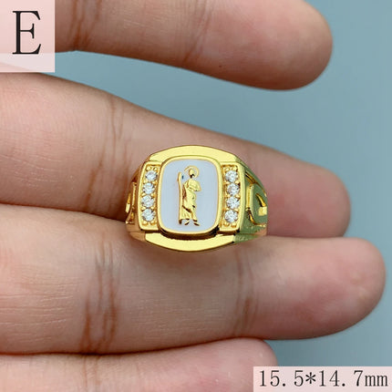 Luxury Shiny Crystal Zircon St. Jude Virgin Mary Open Rings For Women Fashion Lucky Religious Jewelry Birthday Gift