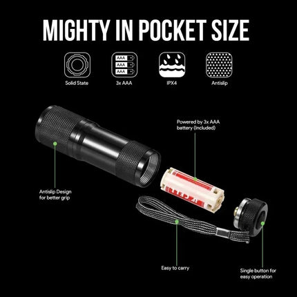 9/12/21 LED UV Pocket Flashlight Portable Pet Urine Stain Money Detection Torch Blacklight Emergency Ultraviolet Flashlight