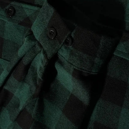 Men's Shirts Classic Plaid Casual Button Down Hooded Long Sleeved Double Pockets Shirt Hoodie Flannel Jacket Spring Autumn Tops