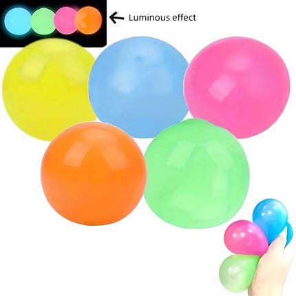 5/10Pcs Luminous Sticky Squeeze Balls Glow In Dark Wall Toss Toy Stress Relief Sensory Ornament