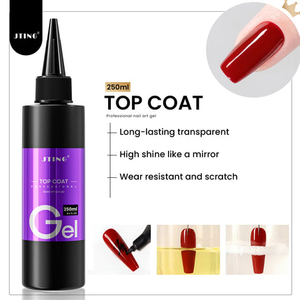Jting 1pc 250g Top Coat Professional Nail Art Top Coat Long-lasting Anti-Stain Functional Gel Polish