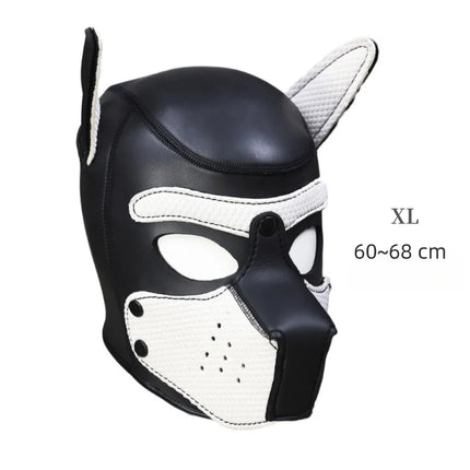 BDSM Leather Bondage Restraints Straps with Luxe Puppy Cosplay Dog Mask Hood for Fetish Slave Binding Erotic Costume