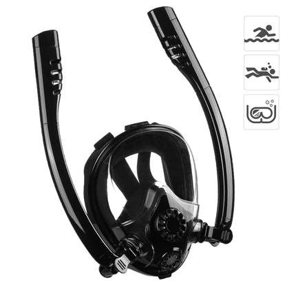 DEDEPU Full Face Snorkel Mask Double Breathing Tube 180° Wide-Eye Panoramic Vision Advanced Anti-Fog Swim Leak-Proof Adventures