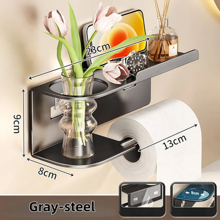 Wall Mounted Tissue Holder Without Drilling, Widened Storage Space, Smooth Pull-out and Not Easy To Slip Off