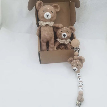 Newborn Mobile Gym Educational Ring Teething Toy Baby Cotton Baby Wooden Ring Rattle Crochet Wool Toy Customize Pacifier Chain