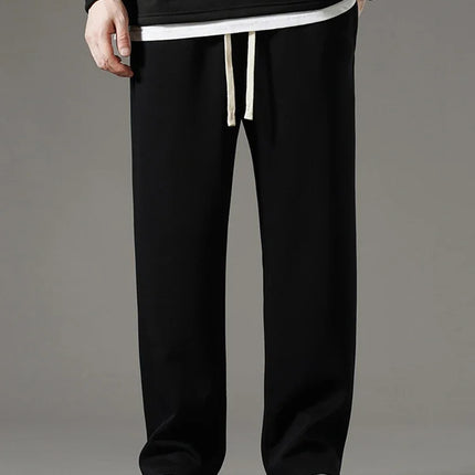Spring Autumn Men Sweatpants Korean Fashion Sportswear Drawstring Wide Leg Straight Track Pants Cotton Casual Loose Trousers