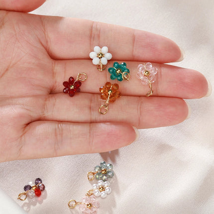 20pcs Stainless Steel Flower Imitation Pearl Beads Charms Pendants for Jewelry Making DIY Handmade Necklace Bracelet Accessories