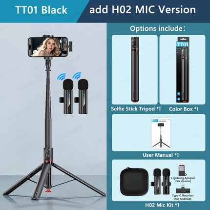 Auto Pop-Up Tripod Portable 70-Inch All-in-one Selfie Stick, Foldable Phone Holder with Bluetooth Remote for iPhone Android