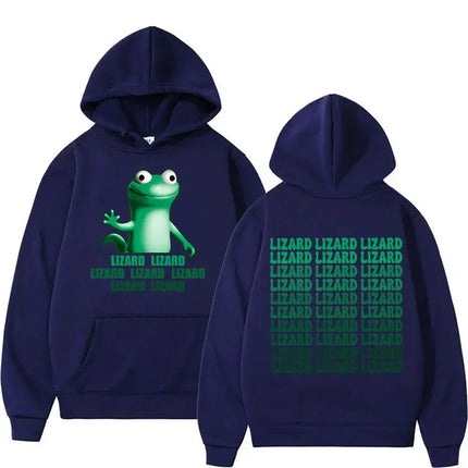 Interesting lizard meme pattern letter print men's hoodie retro fashion hoodie autumn and winter hoodie