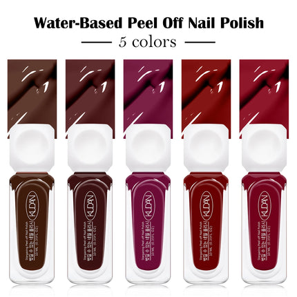 5pcs 10ml Water-Based Peel Off Nail Polish Set Red Pink Long Lasting Quick Drying No Need of Lamp to Cure Nail Supplies Nail Art
