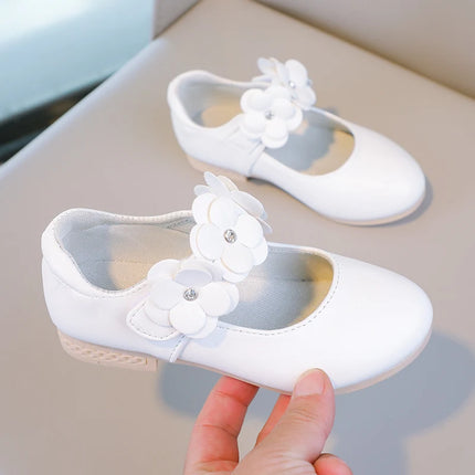 Autumn Girl's Mary Janes Appliques Low Heel Beautiful Kids Princess Shoe Three Colors Pointed Toe Breathable Children Shoe 26-36